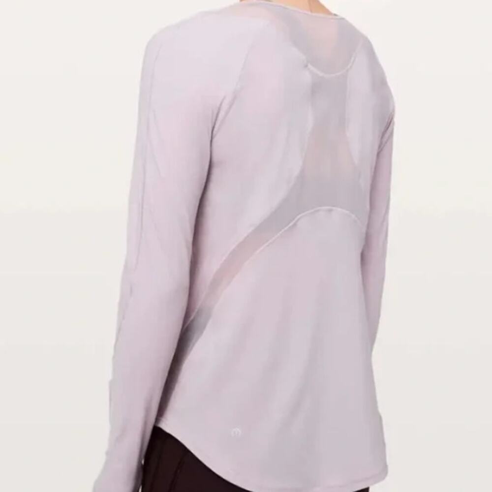 Lululemon Powdered Mauve Mesh Long Sleeve Sculpt Top - Sz 4 - Picture 4 of 7